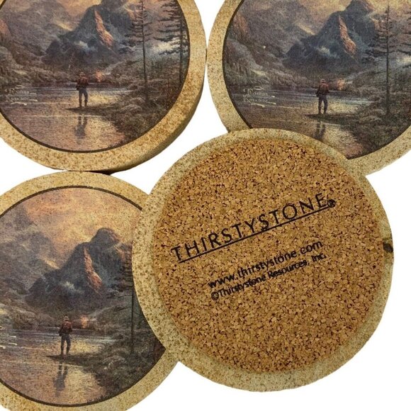 Thirstystone Natural Sandstone Coasters Set Of 4 With Scenic Mountain Design - Picture 3 of 5